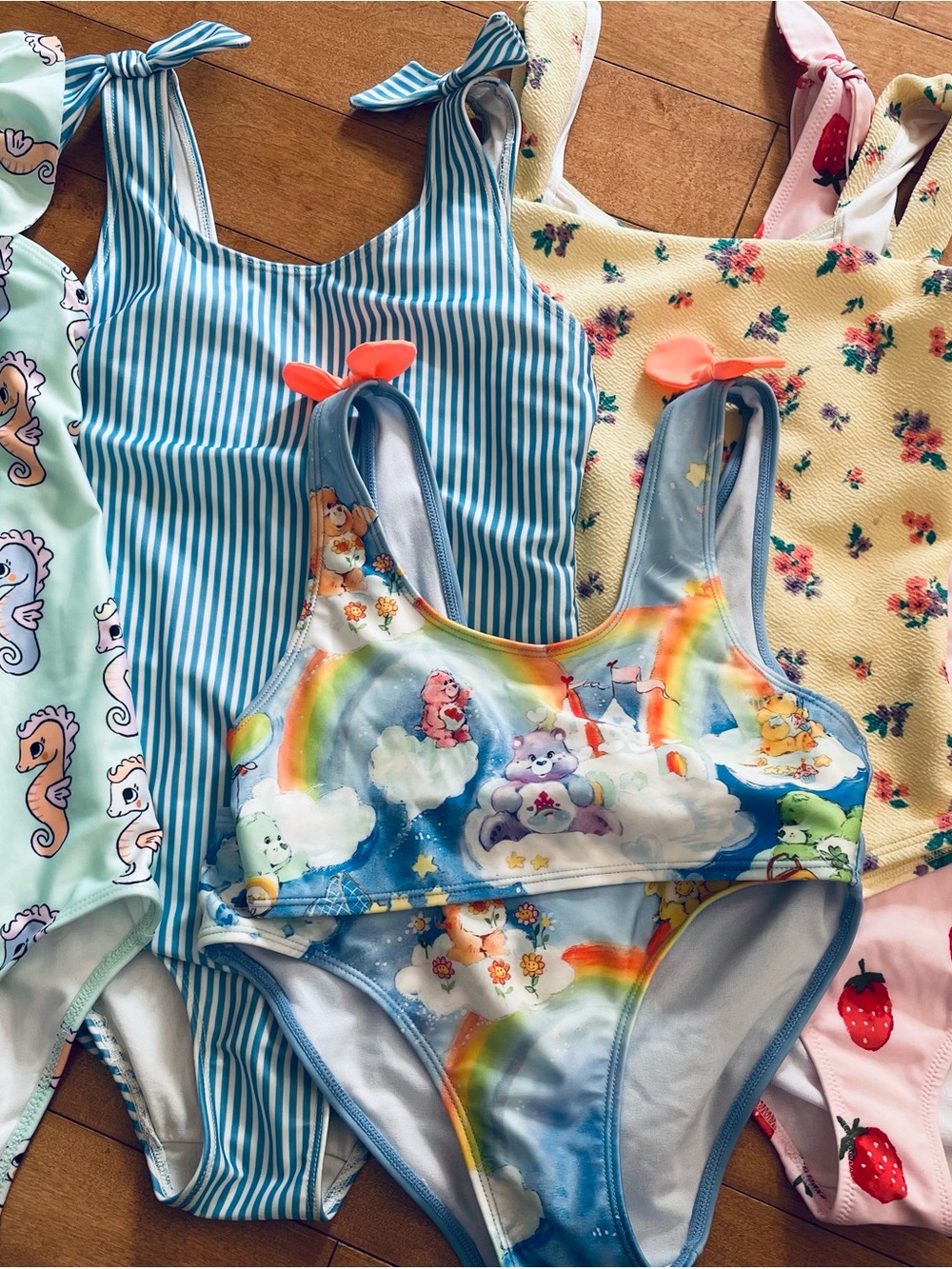 5 swimsuits - Lot- Kids Blue Rainbow Character One-Piece Swimsuit